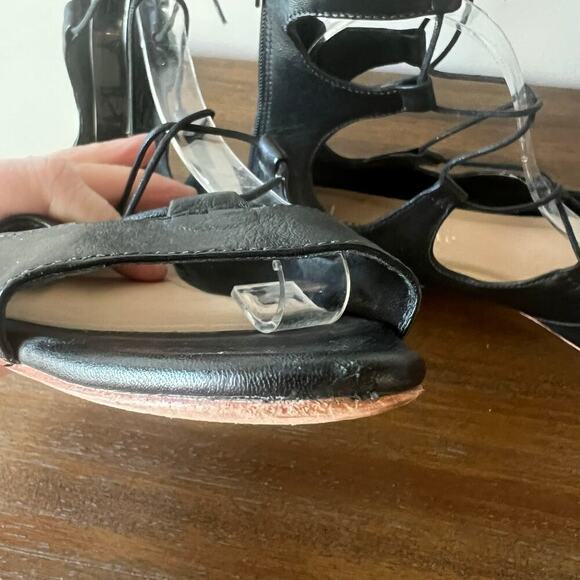Loeffler Randall Woman’s Black Lace Up Gladiator Leather Flat Sandals- Size 8.5B - Picture 10 of 11